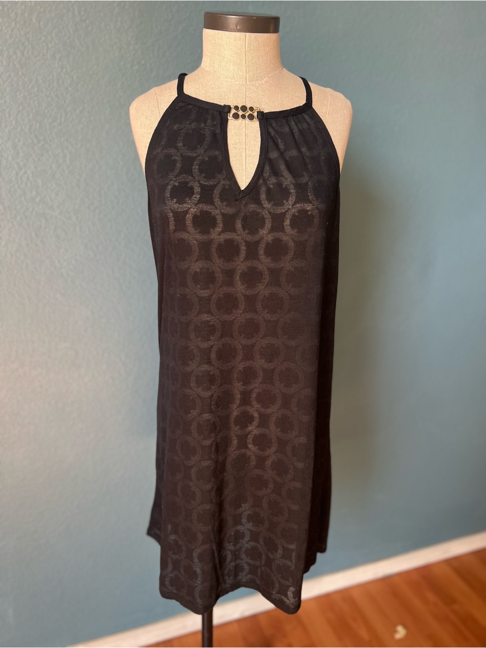 Catalina Black Halter Mini Dress with Ring Detail